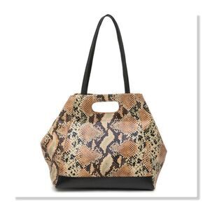 TMRW Studio Gabriel Snakeskin Embossed Market Tote Bag in Cognac Python - NEW